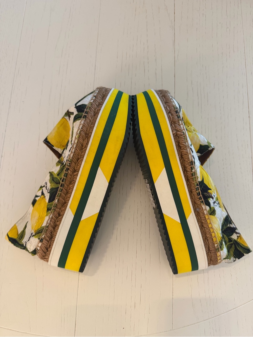 Dolce & Gabbana Yellow Floral Espadrille Flats